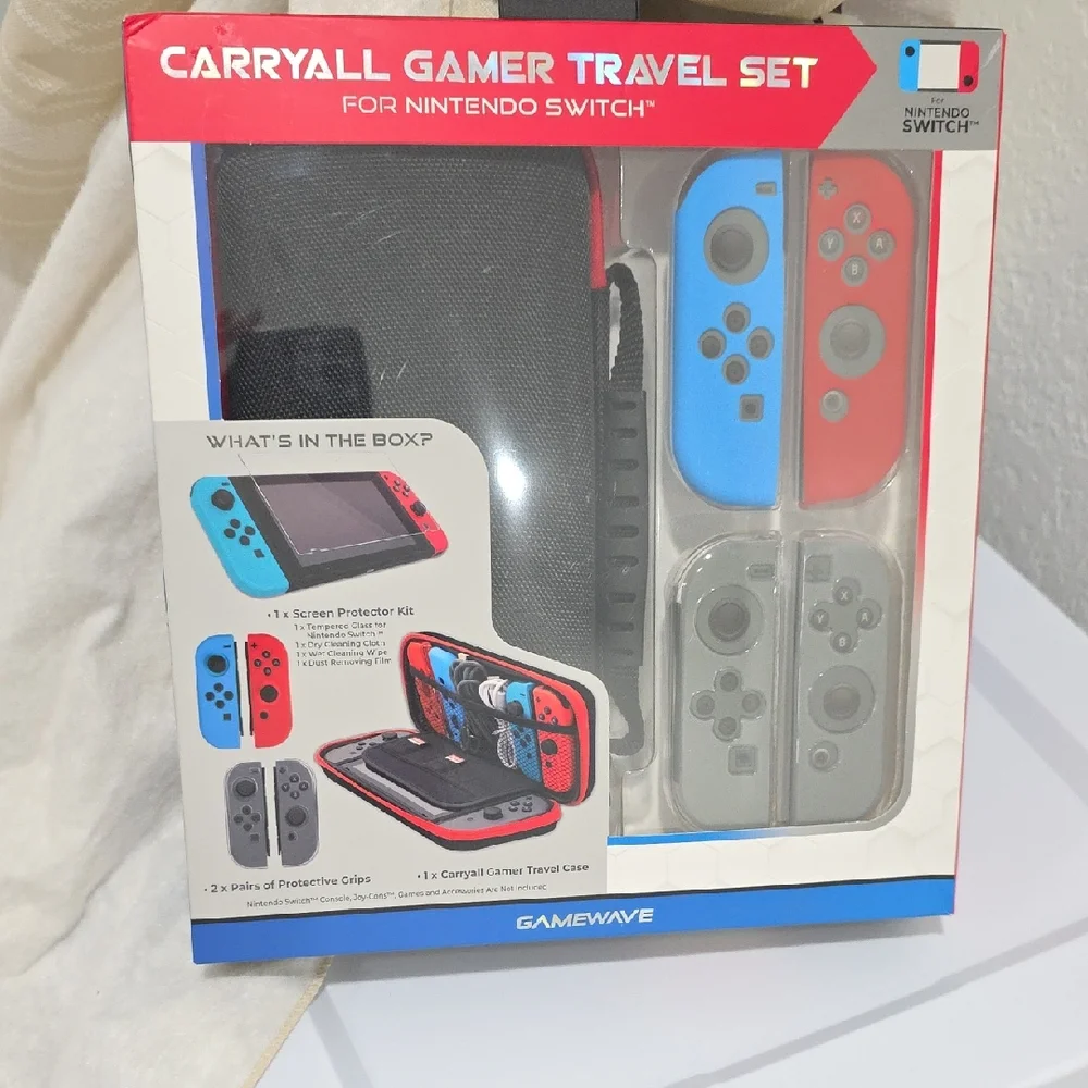 Carryall Gamer Travel Set for Nintendo Switch - Red, Blue, Gray